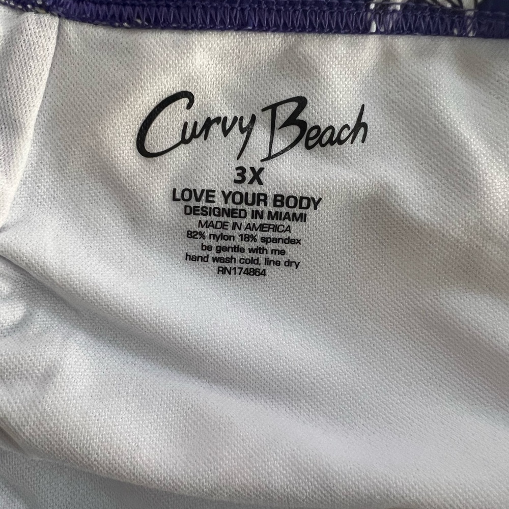 Curvy Beach Nautical Navy High Waist Swim Bottom - Picture 3 of 4
